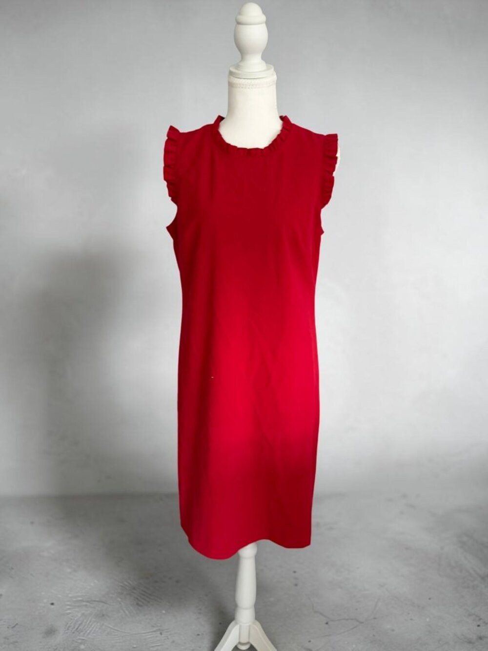 J CREW Red Ruffle Trim Shift Dress Size 8